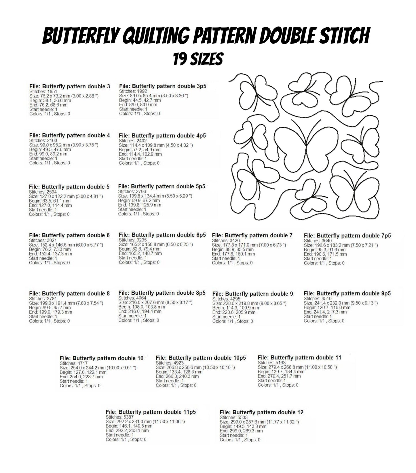 Butterfly Quilting Machine Embroidery Designs – Quilting Block Patterns – Multiple Sizes & File Formats-Kraftygraphy