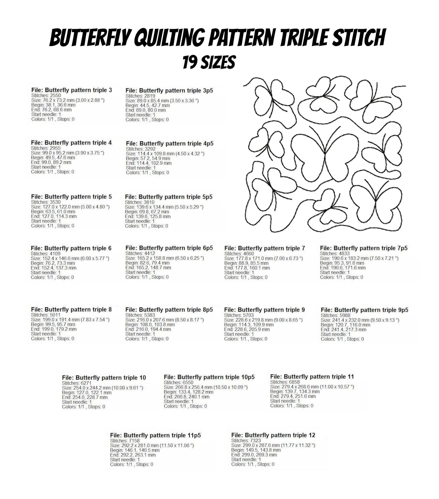 Butterfly Quilting Machine Embroidery Designs – Quilting Block Patterns – Multiple Sizes & File Formats-Kraftygraphy