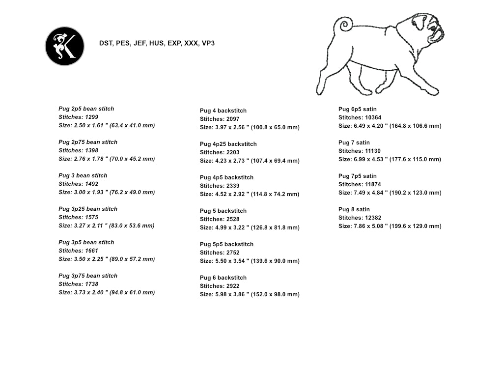 Minimalist Dog Outline Embroidery Designs Bundle - 12 Breeds Multi-Size Value Pack-Kraftygraphy
