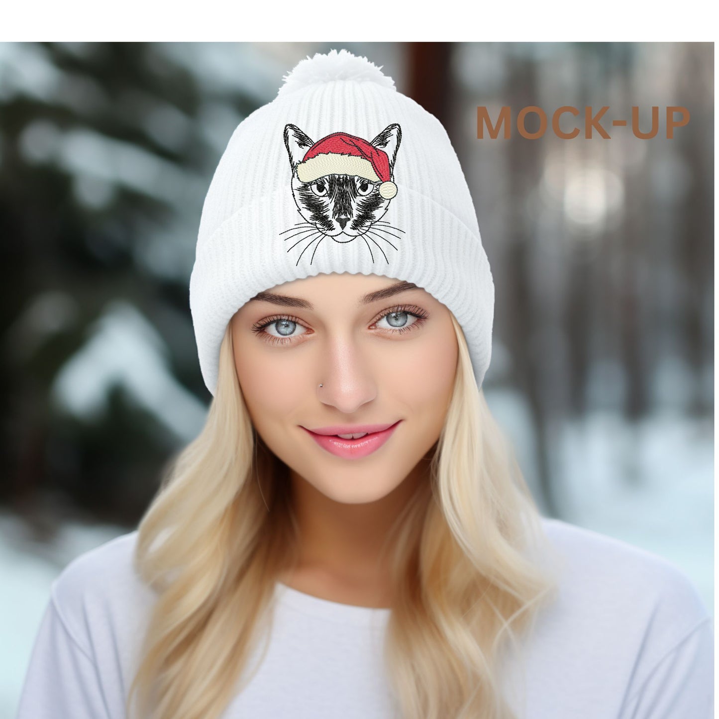 10 Cat Breeds with Santa Hats – Single Line Outline Embroidery Designs for Machine Embroidery (Multiple Sizes & File Types)-Kraftygraphy