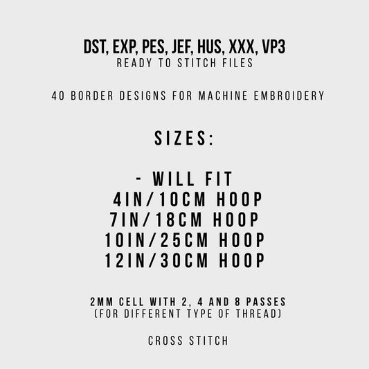 40 Vintage Cross Stitch Borders for Machine Embroidery / Geometric, Floral, Symbolistic-Kraftygraphy