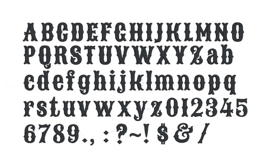 Western Native Bx Font, Satin Fill Alphabet, Punctuation and Numbers-Kraftygraphy