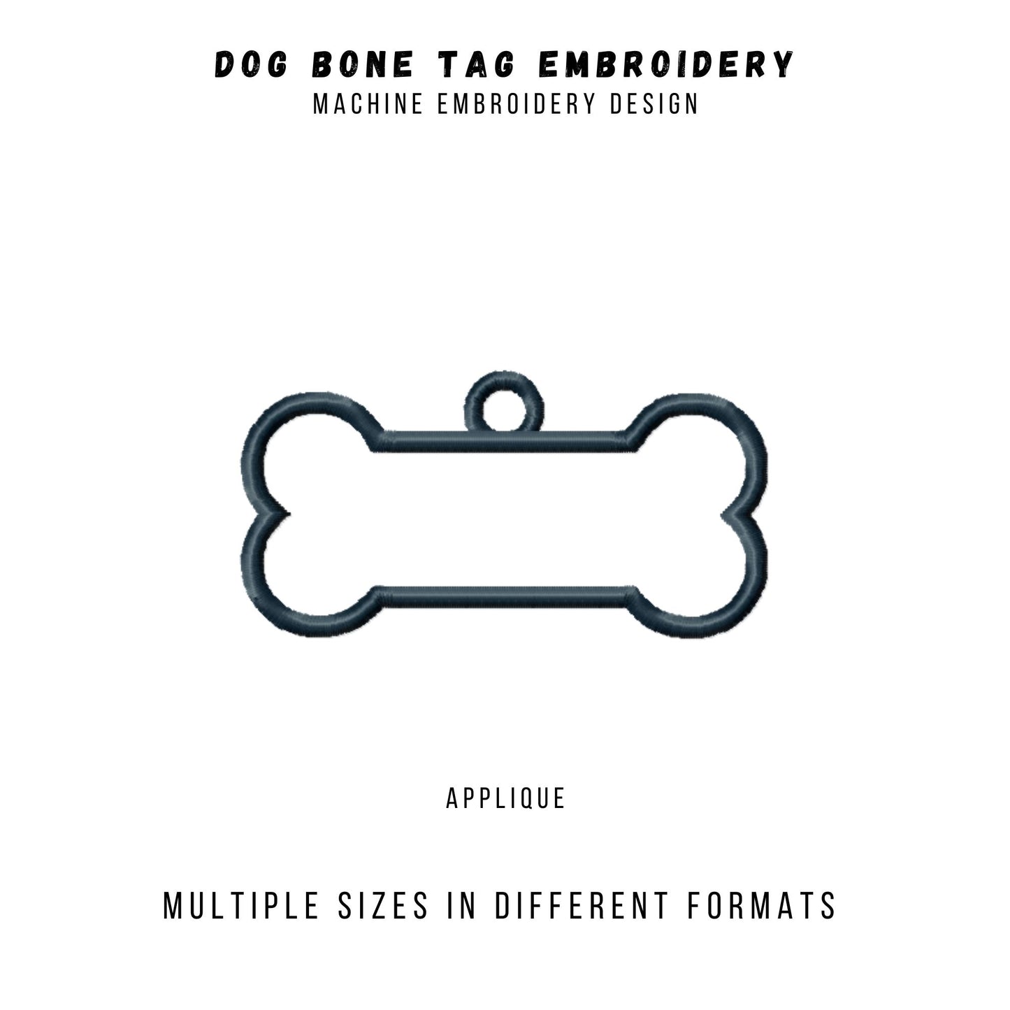 Bone Name ID Tag Machine Embroidery Design – In-the-Hoop Pet Tag, Multiple Sizes & File Formats-Kraftygraphy