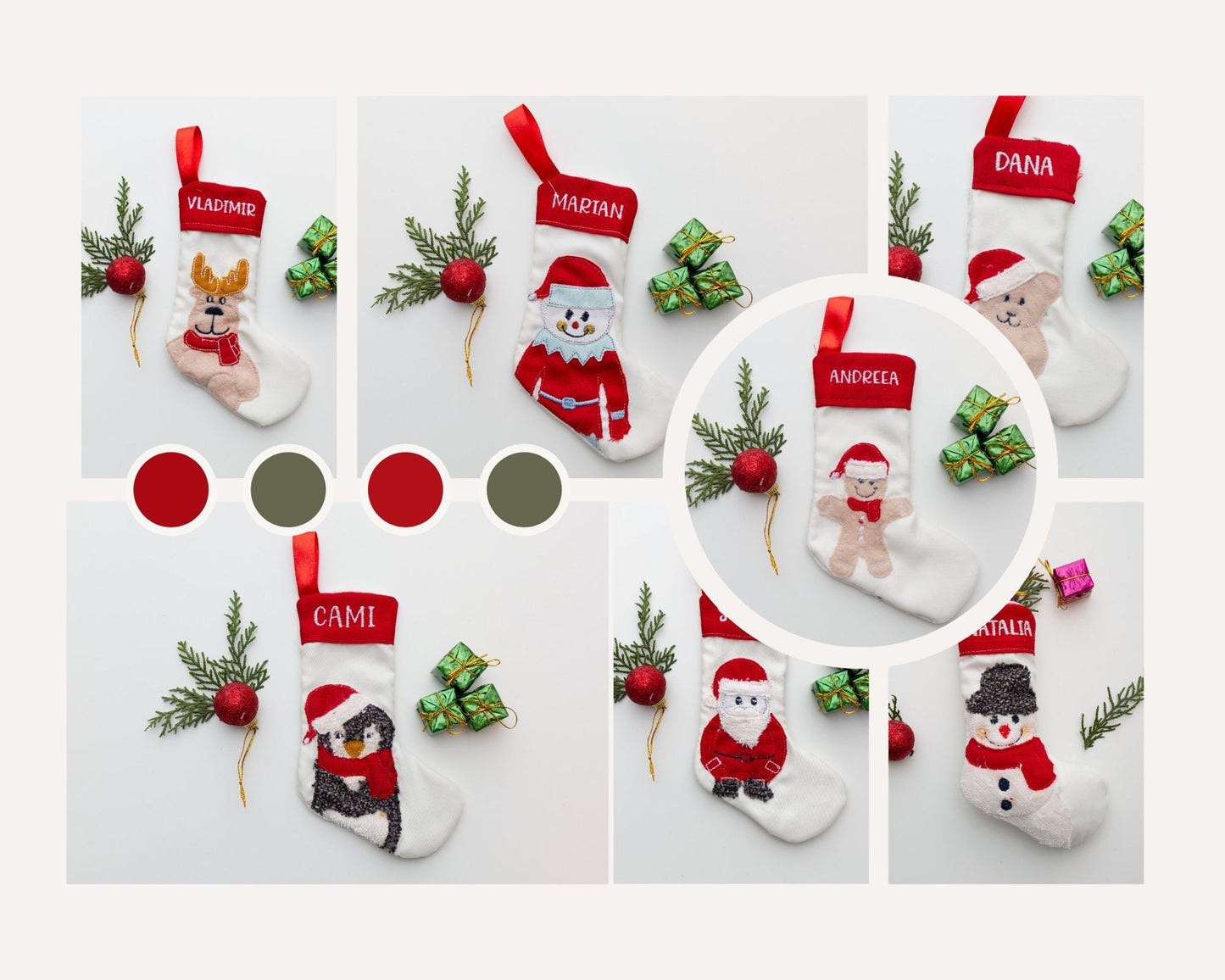 In the Hoop Christmas Stocking Embroidery Designs, ITH Christmas Socks Patterns, Applique Embroidery Files-Kraftygraphy