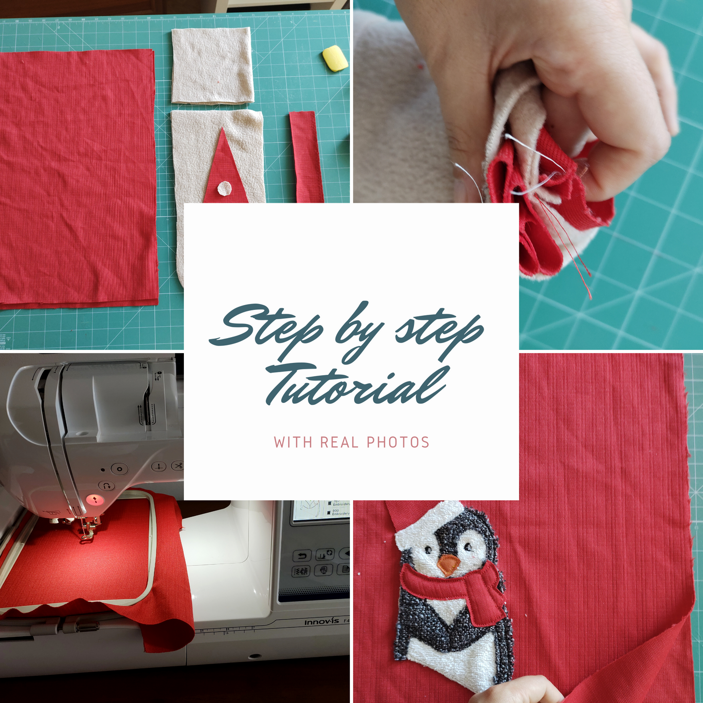 DIY Christmas Stocking Sewing Pattern PDF File, Machine Embroidery Applique, 5 X 7 Hoop Size, With Liner, Cuff and Christmas Animals-Kraftygraphy