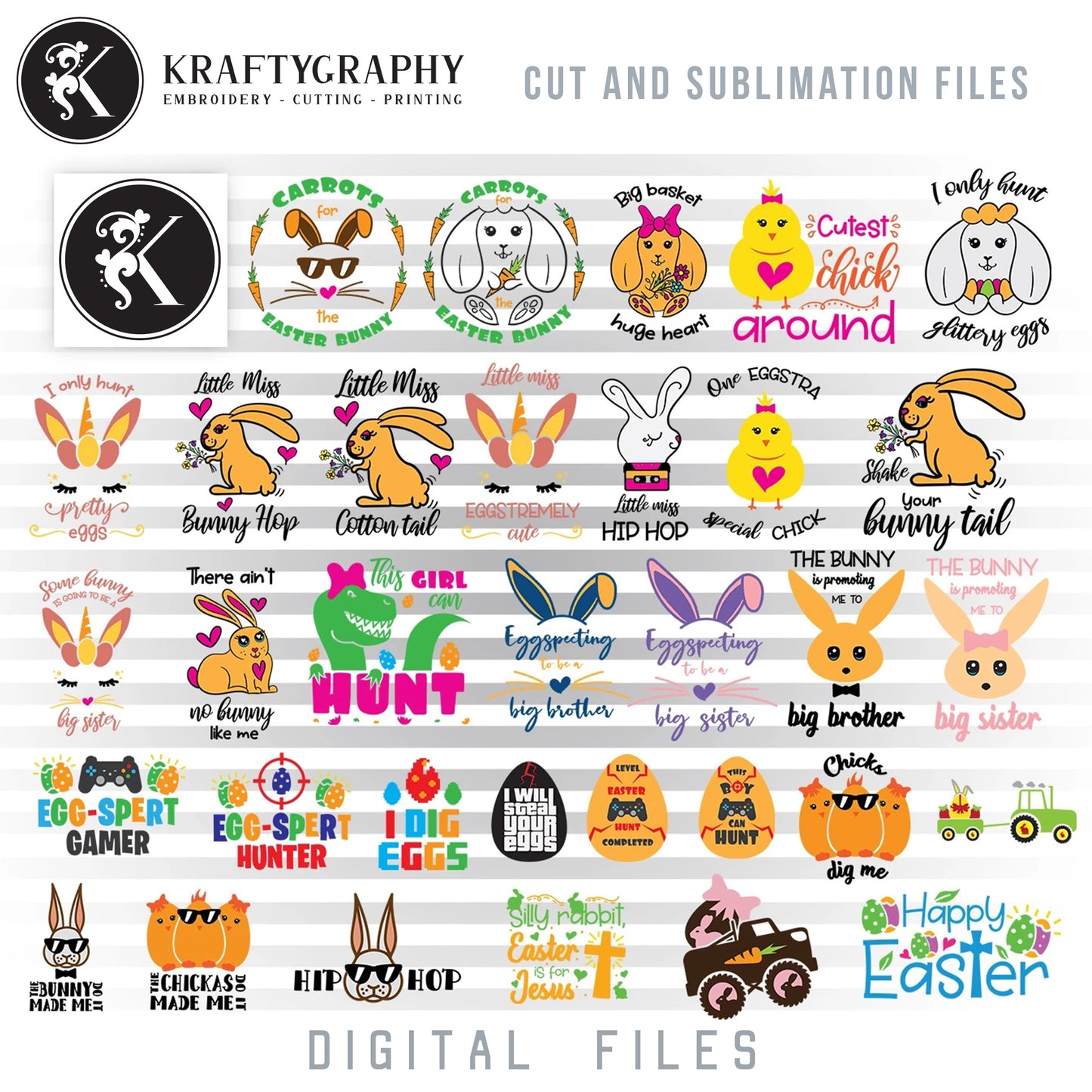 Easter SVG Bundle, Easter Bunny Clipart, Baby Easter PNG Sayings, Easter Dinosaur Dxf Files, Easter Shark SVG Cutting Files, Cute Easter SVG for Kids, Easter Is for Jesus Quote,-Kraftygraphy