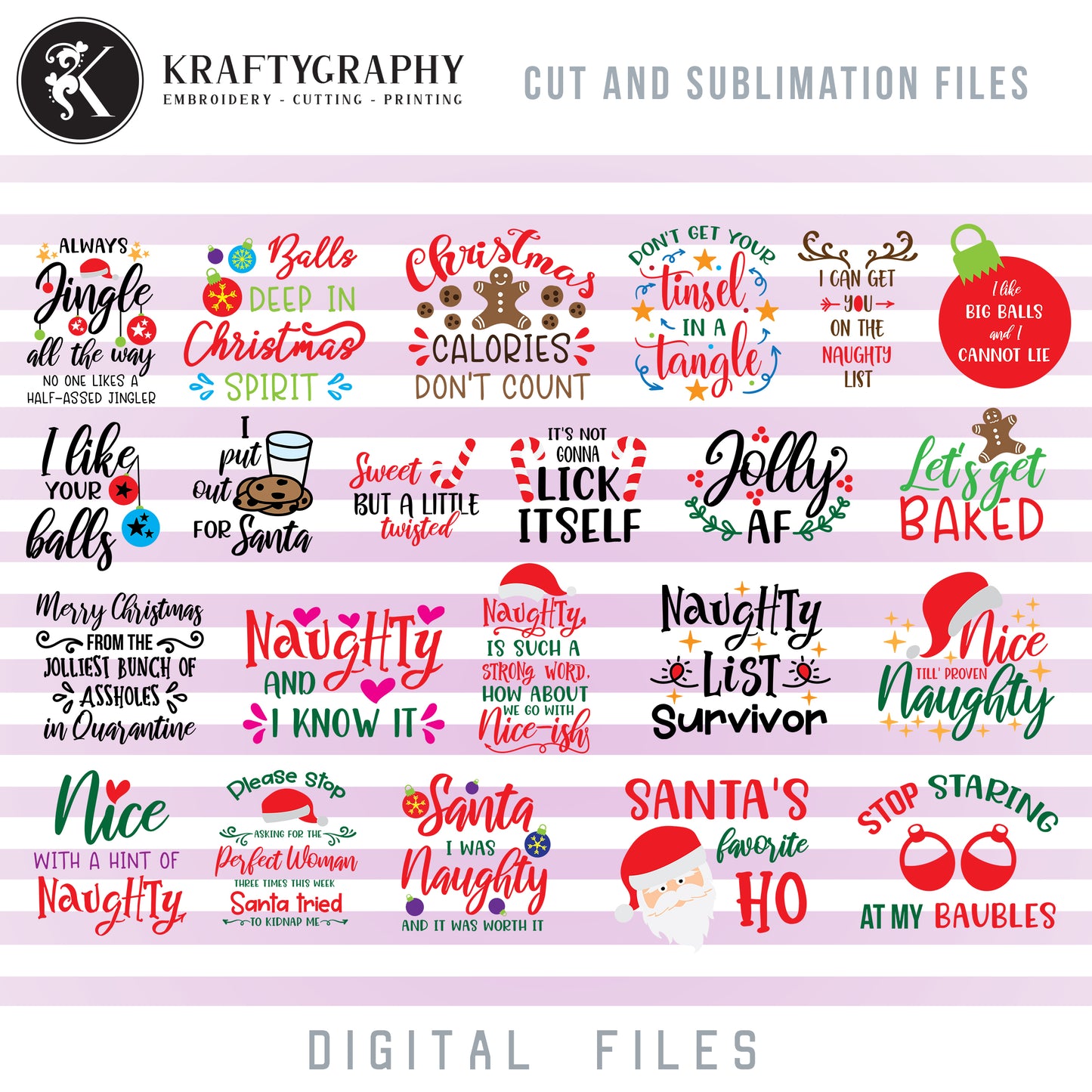 Funny Christmas SVG Bundle, Adult Humor Clipart, Naughty SVG Designs, Rude Christmas Sayings SVG Cut Files, Christmas Quotes PNG for Sublimation, Christmas 2020 Dxf Files, Christmas Quarantine Clip Art, Christmas Mature Sayings SVG Cutting Files-Kraftygraphy