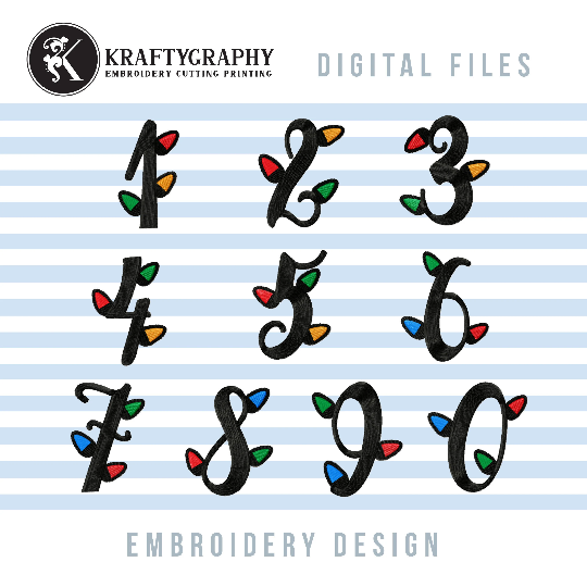 Christmas Embroidery Font, Christmas Alphabet Machine Embroidery Design, Christmas Lights Embroidery Patterns, Christmas Monogram Embroidery Files, Capital Letters Pes Files,-Kraftygraphy
