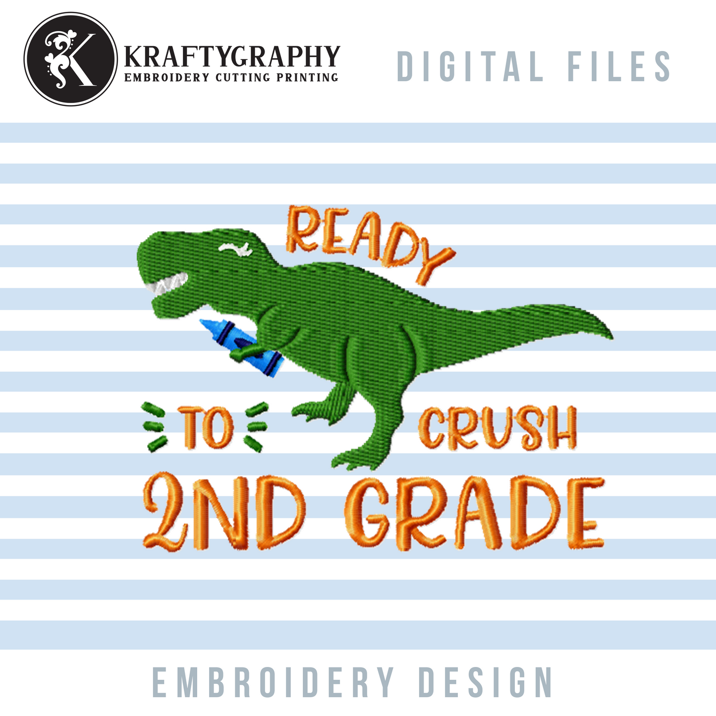 Back to School Dinosaur Machine Embroidery Designs Bundle, First Day of School Embroidery Patterns, 1st Grade Pes, 2nd Grade Jef, 3rd Grade Dst, 4th Grade Hus, Kindergarten Embroidery Files, Preschool Embroidery-Kraftygraphy