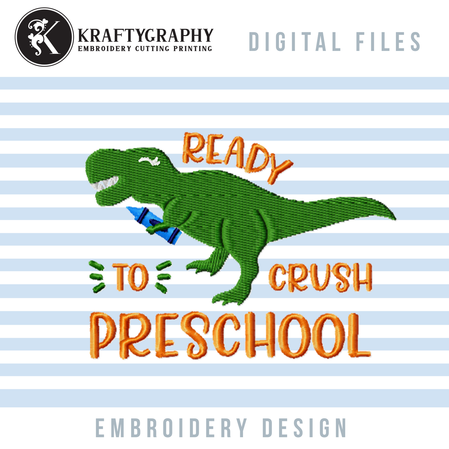 Back to School Dinosaur Machine Embroidery Designs Bundle, First Day of School Embroidery Patterns, 1st Grade Pes, 2nd Grade Jef, 3rd Grade Dst, 4th Grade Hus, Kindergarten Embroidery Files, Preschool Embroidery-Kraftygraphy