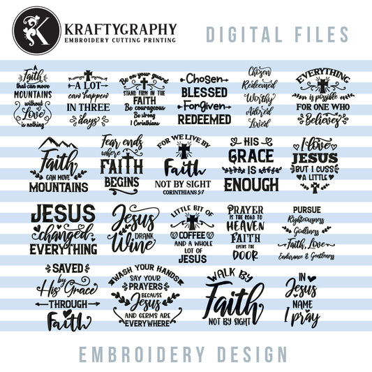 Religious Embroidery Designs, Christian Embroidery Patterns, Catholic Machine Embroidery Sayings, Cross Embroidery Downloads, Bible Verse Embroidery Hoop, Faith Embroidery Pes Files, Word Art Embroidery-Kraftygraphy