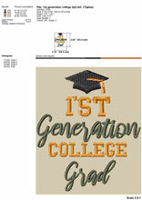 Load image into Gallery viewer, 1st generation college grad embroidery design for machine-Kraftygraphy
