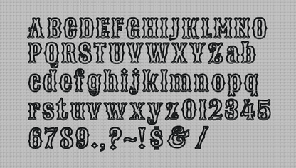 Western Native Bx Font, Applique Alphabet, Punctuation and Numbers with Satin Stitch Outline-Kraftygraphy