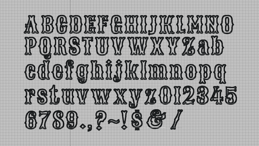 Western Native Bx Font, Applique Alphabet, Punctuation and Numbers with Satin Stitch Outline-Kraftygraphy