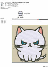 Load image into Gallery viewer, Angry cat fill embroidery design-Kraftygraphy
