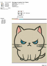 Load image into Gallery viewer, Angry cat machine embroidery applique-Kraftygraphy
