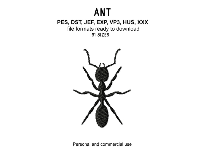 Ant Machine Embroidery Design, Mini Ant Silhouette Embroidery Files-Kraftygraphy