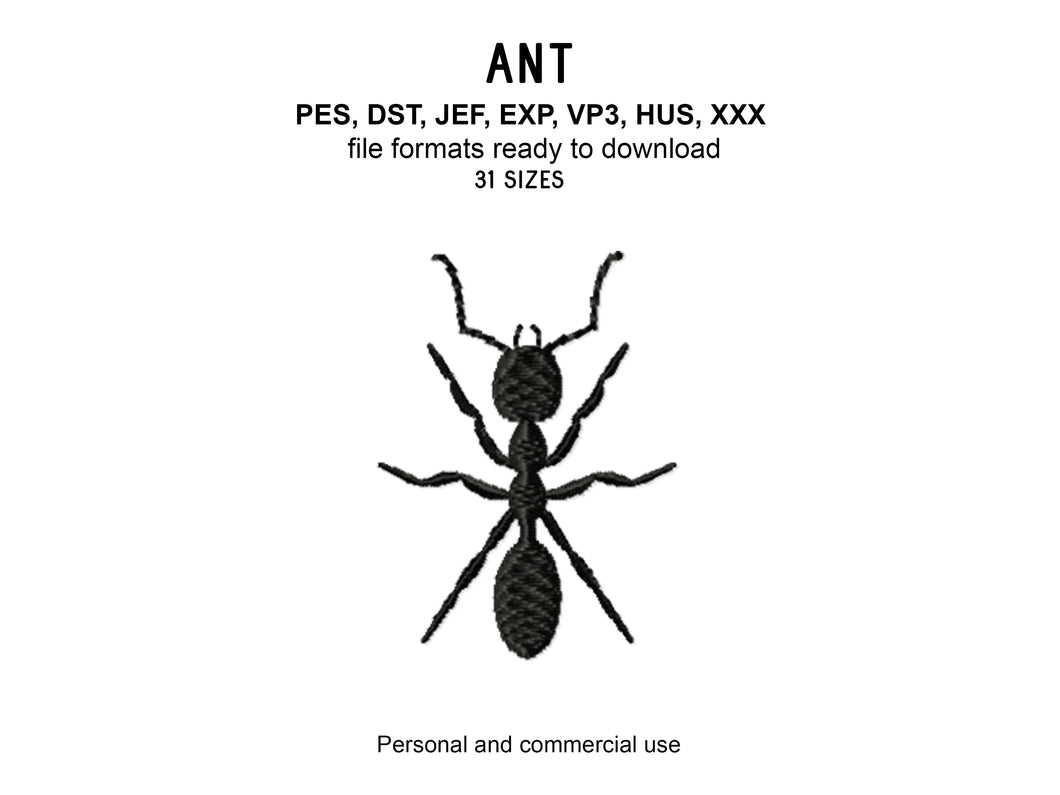 Ant Machine Embroidery Design, Mini Ant Silhouette Embroidery Files-Kraftygraphy