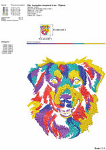 Load image into Gallery viewer, Australian shepherd colorful dog fill stitch machine embroidery designs, 3 sizes-Kraftygraphy
