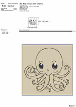 Load image into Gallery viewer, Cute baby octopus machine embroidery designs-Kraftygraphy
