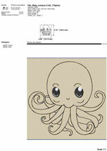 Load image into Gallery viewer, Cute baby octopus machine embroidery designs-Kraftygraphy
