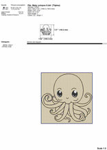 Load image into Gallery viewer, Cute baby octopus machine embroidery designs-Kraftygraphy
