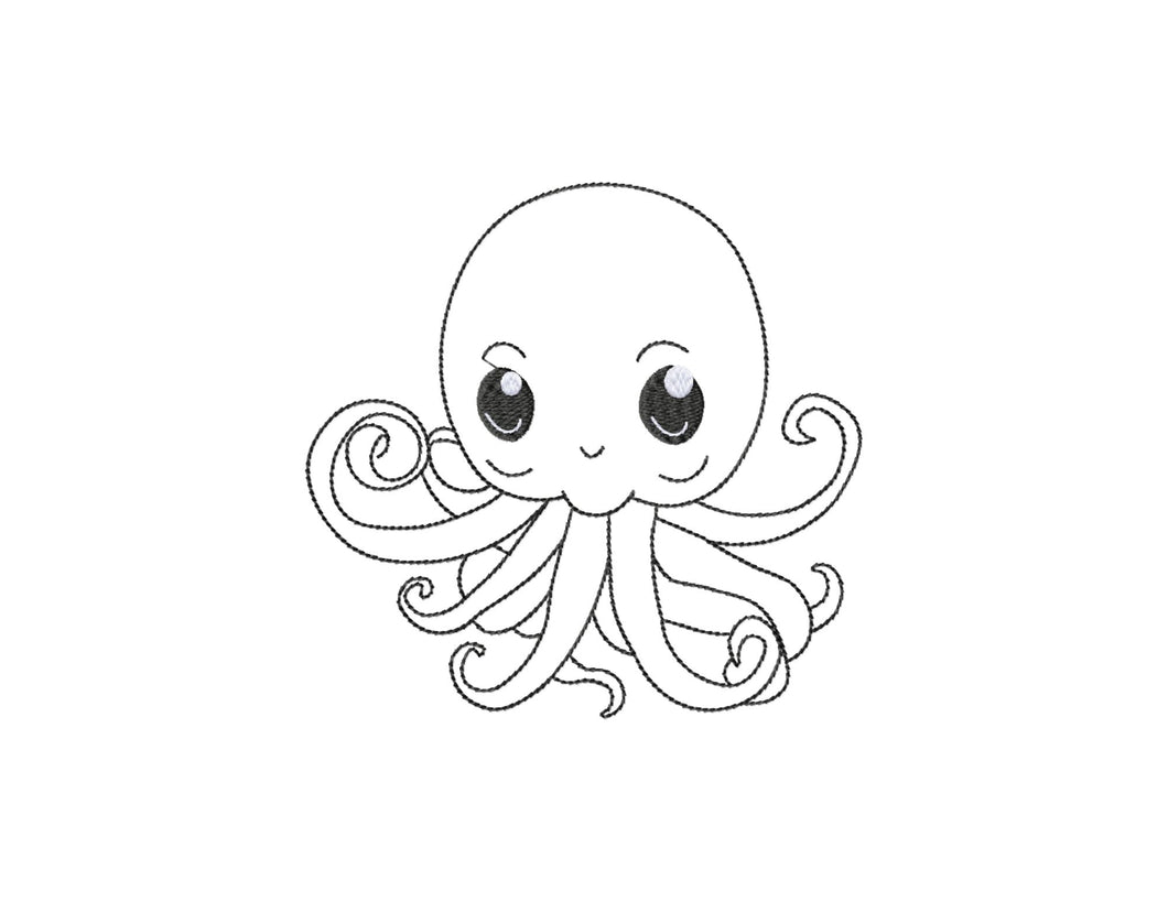 Cute baby octopus machine embroidery designs-Kraftygraphy