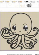 Load image into Gallery viewer, Cute baby octopus applique machine embroidery design-Kraftygraphy
