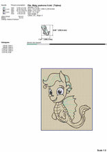 Load image into Gallery viewer, Cute baby sea horse machine embroidery design outline-Kraftygraphy
