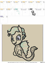 Load image into Gallery viewer, Cute baby seahorse applique machine embroidery design cartoon-Kraftygraphy
