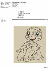 Load image into Gallery viewer, Cute turtle machine embroidery design outline-Kraftygraphy
