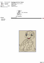 Load image into Gallery viewer, Cute turtle machine embroidery design outline-Kraftygraphy
