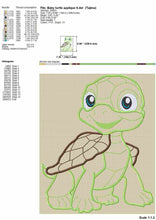 Load image into Gallery viewer, Cute baby turtle applique machine embroidery design-Kraftygraphy
