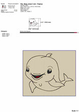 Load image into Gallery viewer, Cute baby whale cartoon machine embroidery design for kids-Kraftygraphy
