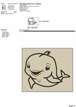 Load image into Gallery viewer, Cute baby whale applique machine embroidery design-Kraftygraphy
