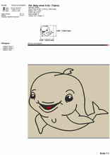 Load image into Gallery viewer, Cute baby whale cartoon machine embroidery design for kids-Kraftygraphy
