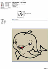 Load image into Gallery viewer, Cute baby whale applique machine embroidery design-Kraftygraphy
