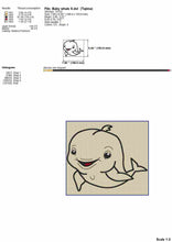 Load image into Gallery viewer, Cute baby whale applique machine embroidery design-Kraftygraphy
