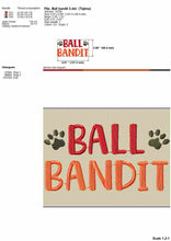 Load image into Gallery viewer, Ball Bandit - machine embroidery design for dog bandana-Kraftygraphy

