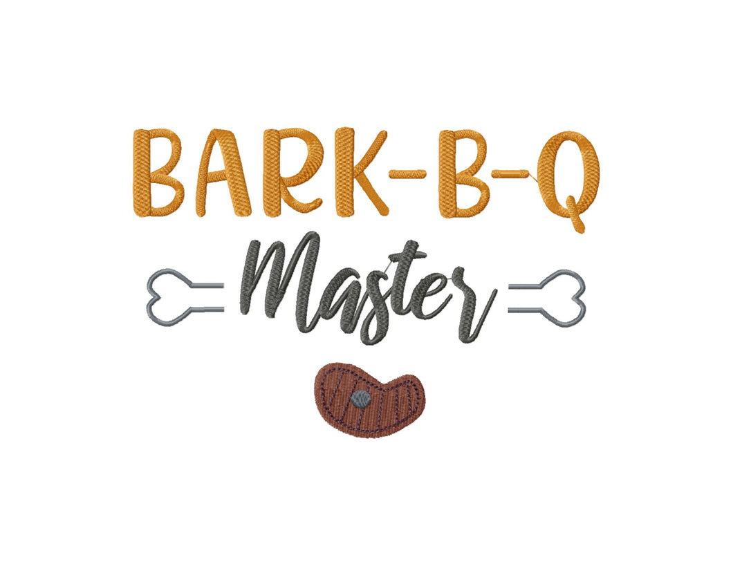 Funny summer camping dog pet bandana machine embroidery designs - Bark_b_q Master-Kraftygraphy