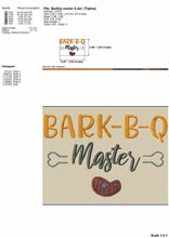 Load image into Gallery viewer, Funny summer camping dog pet bandana machine embroidery designs - Bark_b_q Master-Kraftygraphy
