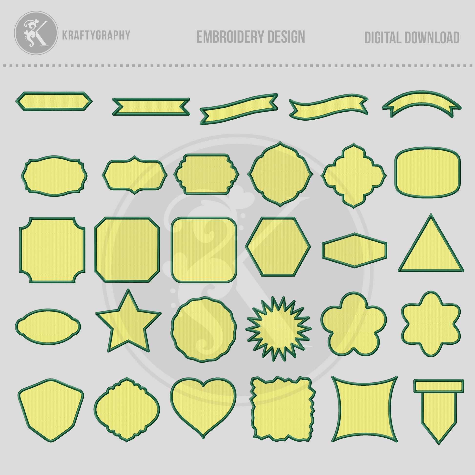 Machine Embroidery Applique Frame Designs, Monogram Shapes Patches Embroidery Patterns-Kraftygraphy
