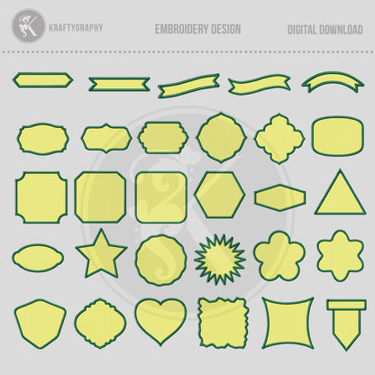 Machine Embroidery Applique Frame Designs, Monogram Shapes Patches Embroidery Patterns-Kraftygraphy