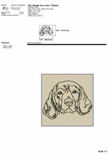 Load image into Gallery viewer, Beagle face machine embroidery design, multiple sizes and file types, outline style-Kraftygraphy

