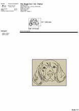 Load image into Gallery viewer, Beagle face machine embroidery design, multiple sizes and file types, outline style-Kraftygraphy
