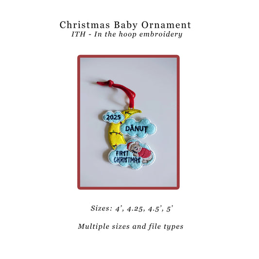 ITH Christmas Ornament for Baby with little Bear sleeping | In the Hoop Project-Kraftygraphy