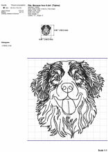 Load image into Gallery viewer, Bernese mountain dog face machine embroidery design, multiple file types and sizes, outline, sketch style-Kraftygraphy
