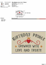 Load image into Gallery viewer, Cute birthday dog boy embroidery design for bandana - Birthday prince crowned with love and treats-Kraftygraphy
