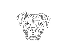 Load image into Gallery viewer, Boxer dog face machine embroidery design, outline style, multiple sizes and file types-Kraftygraphy

