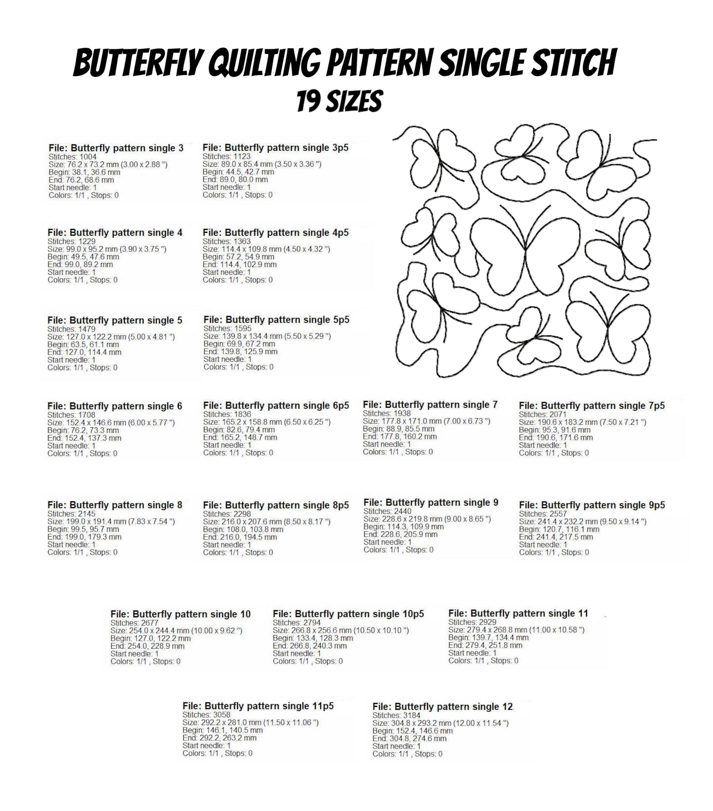 Butterfly Quilting Machine Embroidery Designs – Quilting Block Patterns – Multiple Sizes & File Formats-Kraftygraphy